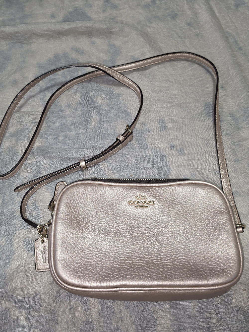 Coach Metallic Pale Pink Leather Crossbody Bag
